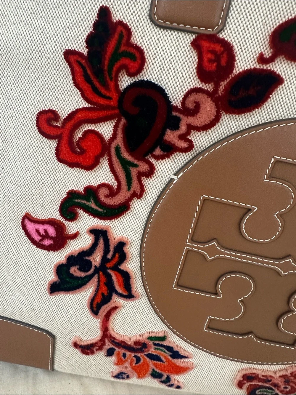 Tory Burch Ella Fil Coupe Tote Bag In Ivory Mountain Paisley NWT